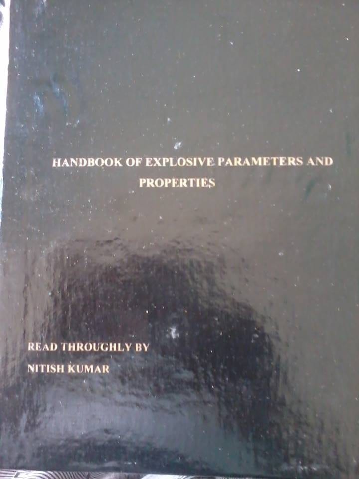 Explosive parameters and properties reading file marked read through by Nitish Kumar