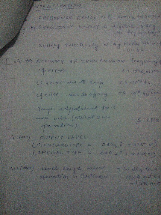 Transmission frequency specification notes